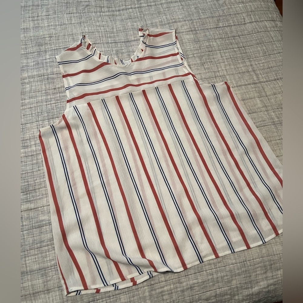 PLEIONE women’s blouse tank XL red white blue catwalk to sidewalk anthro